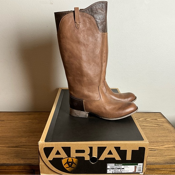 Ariat Paragon Brown and Tan Leather Equestrian Inspired Tall Boots, NIB, Size 11 - Picture 9 of 9